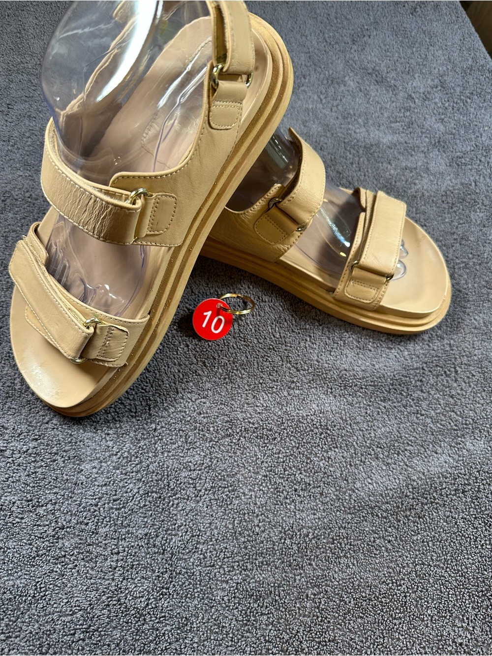 ZARA Beige Strappy Platform Sandals Ankle Strap Chunky Sole Size 40